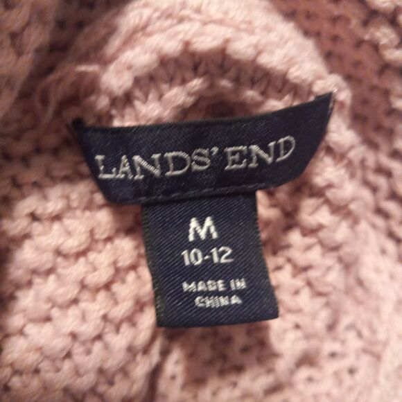 Lands End Chunky Knit Sweater Tunic Dress-Medium-Turtleneck-Side Slit-Dusty Pink - Picture 6 of 9